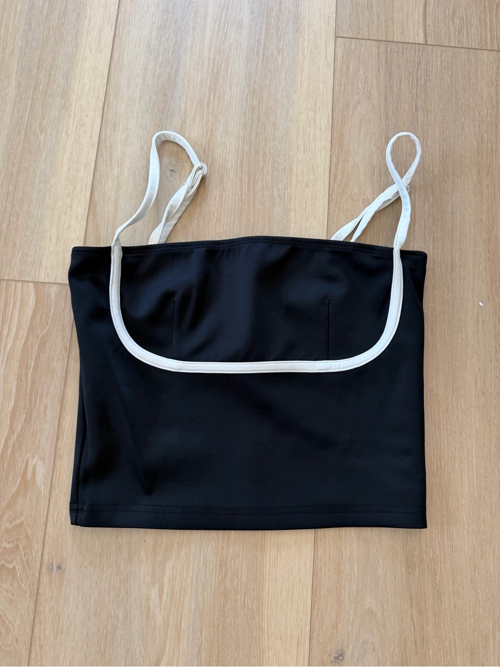 Edikted Women's Black Tank Crop Top with White Trim